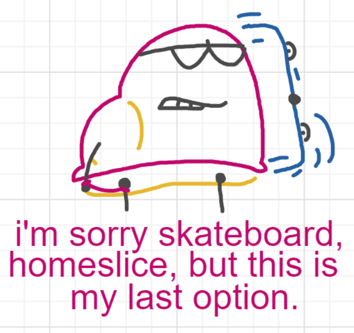 A panel from Running Duos, episode four of the Board Boards object show by Furretwalk/WalkingFurret.